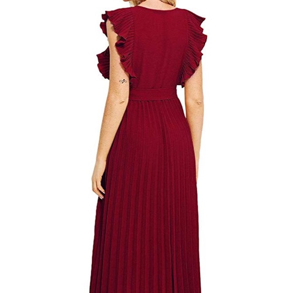 Red pleated maxi dress - Picture 3 of 3